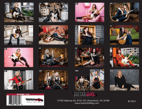 Back page of 2023 Guitar Girl Magazine Calendar