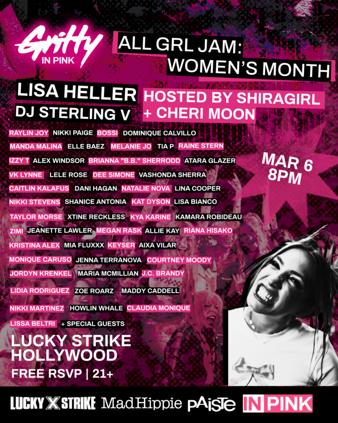Gritty In Pink Women’s History Month All Grl Jam flyer