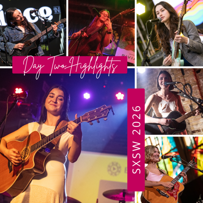 SXSW 2026 Day 2 highlights collage featuring live music performances in Austin Texas