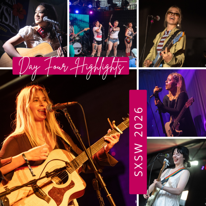 SXSW 2026 Day 4 highlights collage featuring live music performances in Austin Texas